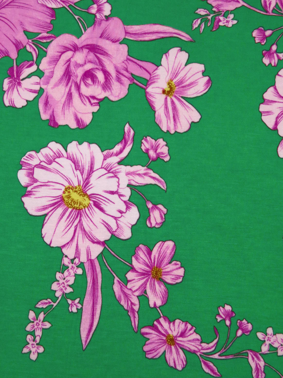 Lotion Pink/North Texas Green/Fandango/Multi Rayon/Lycra Large Floral Print Jersey Knit-printing fabric