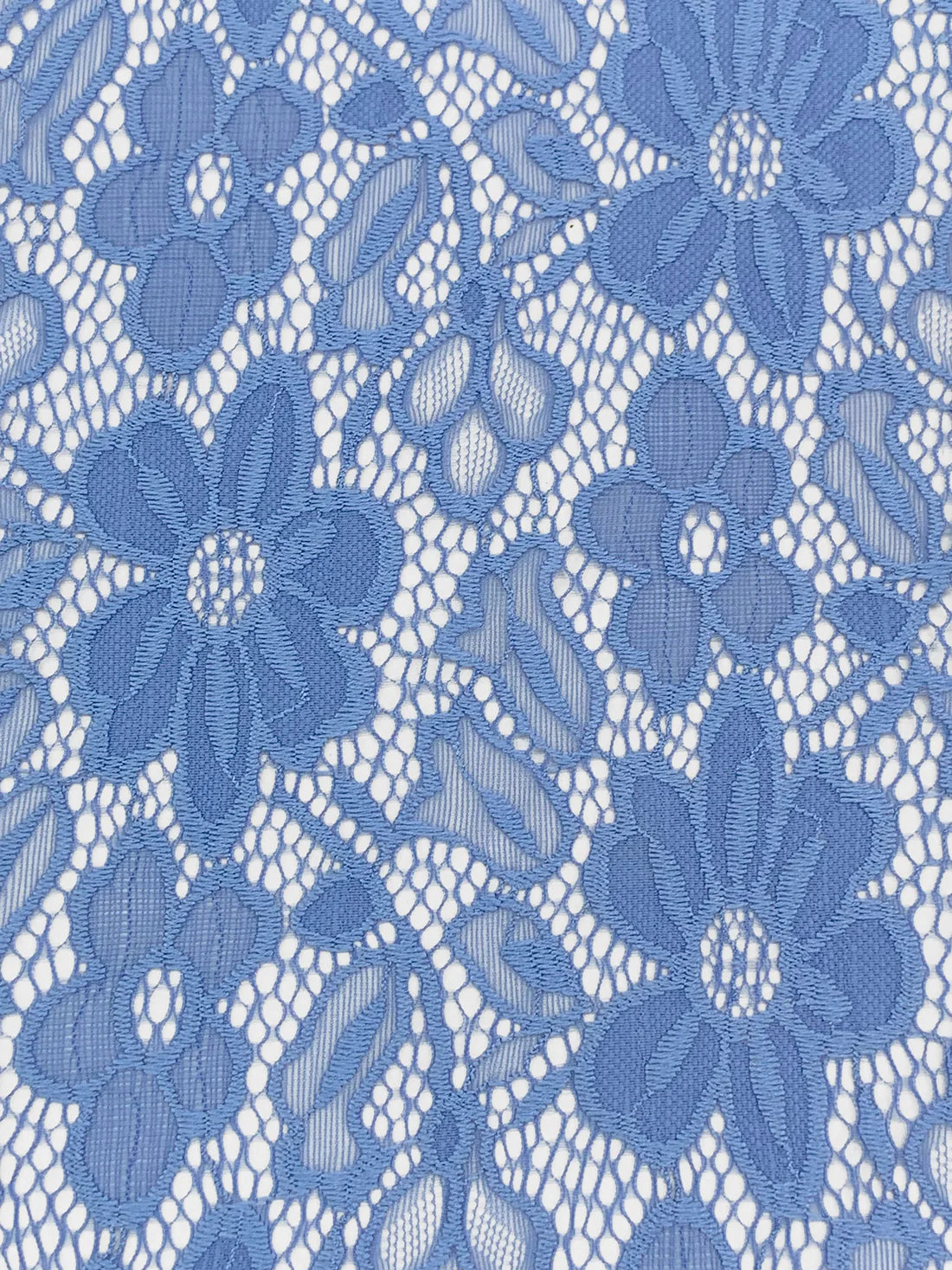 Silver Lake Blue Nylon/Lycra Re-Embroidered Floral Stretch Lace - NY Designer - Embroidery