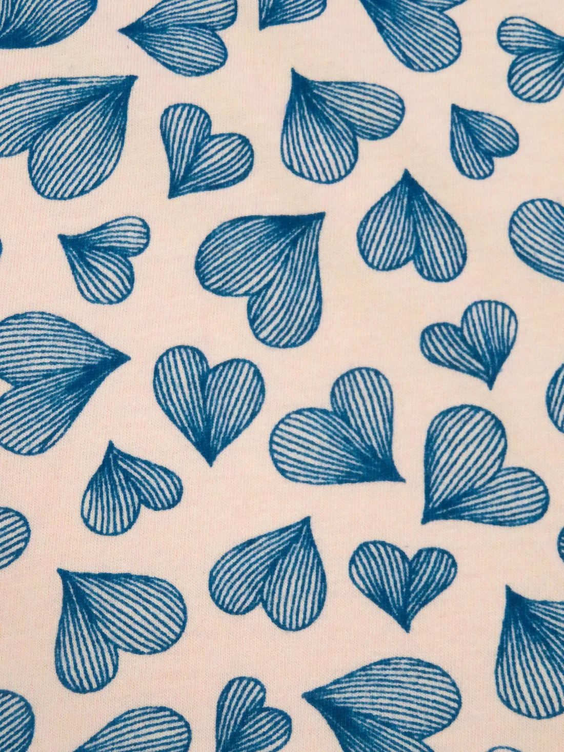 Champagne Pink/Dark Cetacean Blue 100% Cotton Hearts Print Jersey Knit 56W-26ss collection