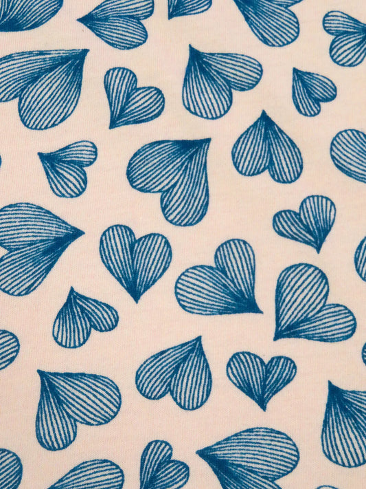 Коллекция трикотажного джерси с принтом сердец 100% хлопок, цвет шампанского розовый/темно-синий, размеры 56W-26ss
