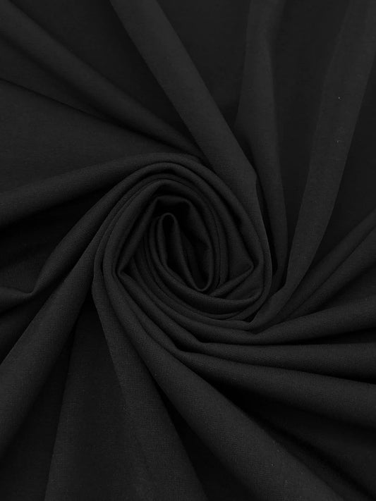 Ткань Double Knit из полиэстера/лайкры цвета воронова крыла – дизайнер из Нью-Йорка – 62W-Функциональная ткань